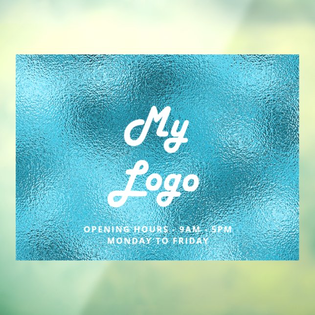 Vinilos Para Cristales Logo del horario de apertura azul (Hoja 3)