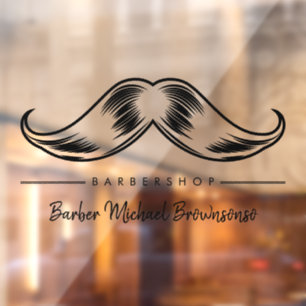 Vinilos Para Cristales Logotipo Barber Mustache Simple