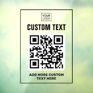 Vinilos Para Cristales Logotipo, código QR y texto personalizado negro y 