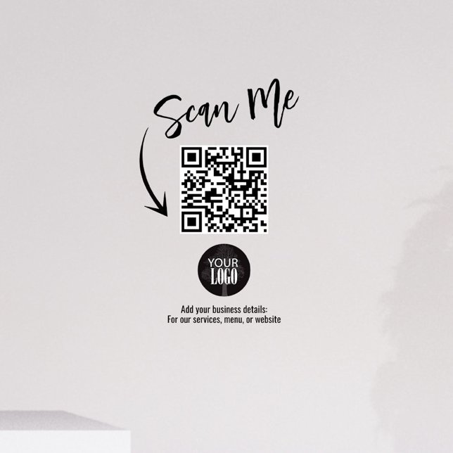 Vinilos Para Cristales Logotipo comercial Código QR simple (Businesses add your logo window cling. )
