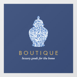 Vinilos Para Cristales Logotipo de cerámica de jarrón de jengibre Azul Bo