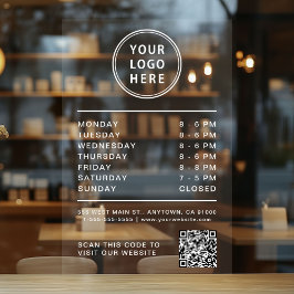 Vinilos Para Cristales Logotipo de empresa Horas de apertura Código QR Le