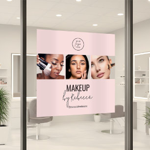 Vinilos Para Cristales Logotipo de Estudio de Maquillaje Moderno de 3 Fot