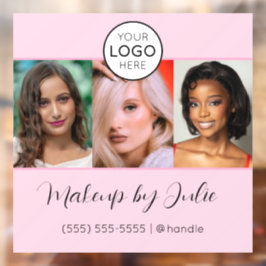 Vinilos Para Cristales Logotipo de guión rosa y estudio de maquillaje de