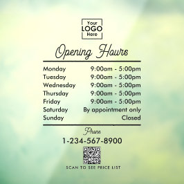 Vinilos Para Cristales Logotipo de horario de apertura negro simple de se