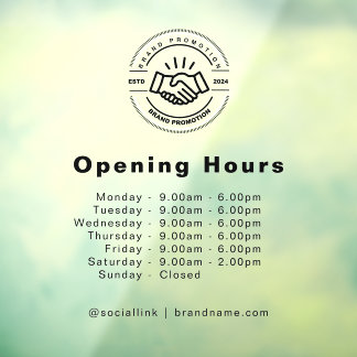 Vinilos Para Cristales Logotipo de Horarios de Apertura Empresarial Horas