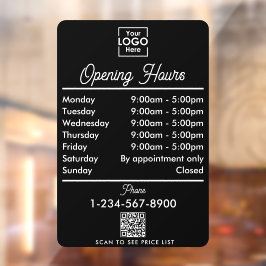 Vinilos Para Cristales Logotipo de Horarios de Apertura Negocio Blanco Sc