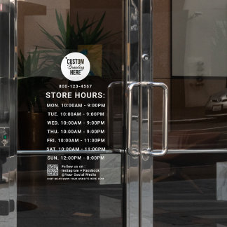 Vinilos Para Cristales Logotipo de horas de atención de empresa en blanco