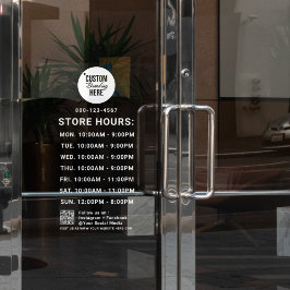 Vinilos Para Cristales Logotipo de horas de atención en negocios blancos 