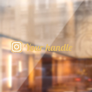 Vinilos Para Cristales Logotipo de Instagram personalizable manija de oro