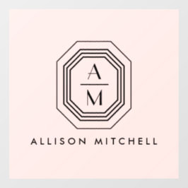 Vinilos Para Cristales Logotipo de Monograma Apilado Art Deco sobre Rosa