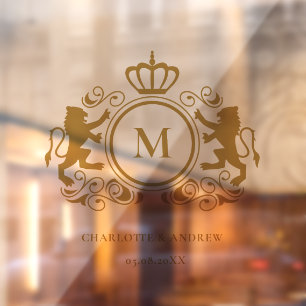 Vinilos Para Cristales Logotipo de Monograma, Escudo, León, Boda