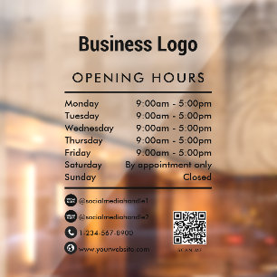 Vinilos Para Cristales Logotipo de negocio de código QR de horario de ape