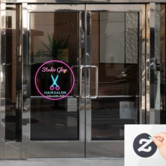 Vinilos Para Cristales Logotipo de negocio de salón de belleza Tijeras de