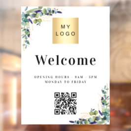 Vinilos Para Cristales Logotipo de negocio eucalipto apertura código QR d