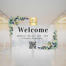 Vinilos Para Cristales Logotipo de negocio eucalipto bienvenida apertura 