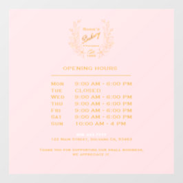 Vinilos Para Cristales Logotipo de panadería de oro rosa de moda | Horas