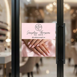 Vinilos Para Cristales Logotipo de Salón de Uñas Rosa Claro para Foto en