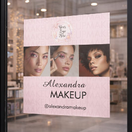 Vinilos Para Cristales Logotipo de secuencia de escritura rosa con foto d