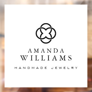 Vinilos Para Cristales Logotipo de trébol moderno Lujo Boutique Blanco