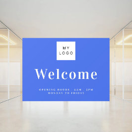 Vinilos Para Cristales Logotipo empresarial azul real horas de apertura