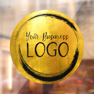 Vinilos Para Cristales Logotipo Empresarial Círculo de Lámina de Oro Fals