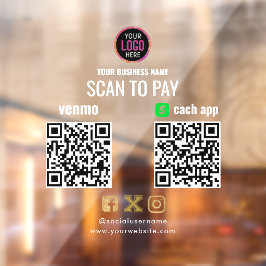 Vinilos Para Cristales Logotipo Escanear para Pagar Código QR de CashApp 