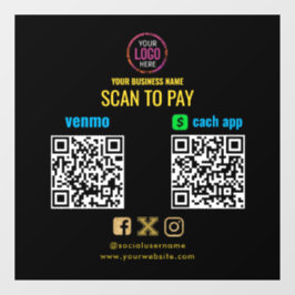 Vinilos Para Cristales Logotipo Escanear para Pagar Código QR de CashApp 
