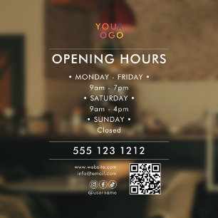 Vinilos Para Cristales Logotipo Horas de apertura Código QR Empresa