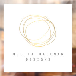 Vinilos Para Cristales Logotipo minimalista y moderno de garabatos dorado