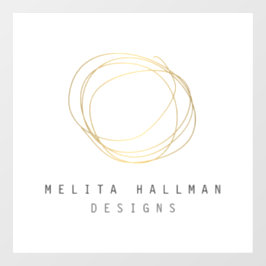 Vinilos Para Cristales Logotipo minimalista y moderno de oro con garabato