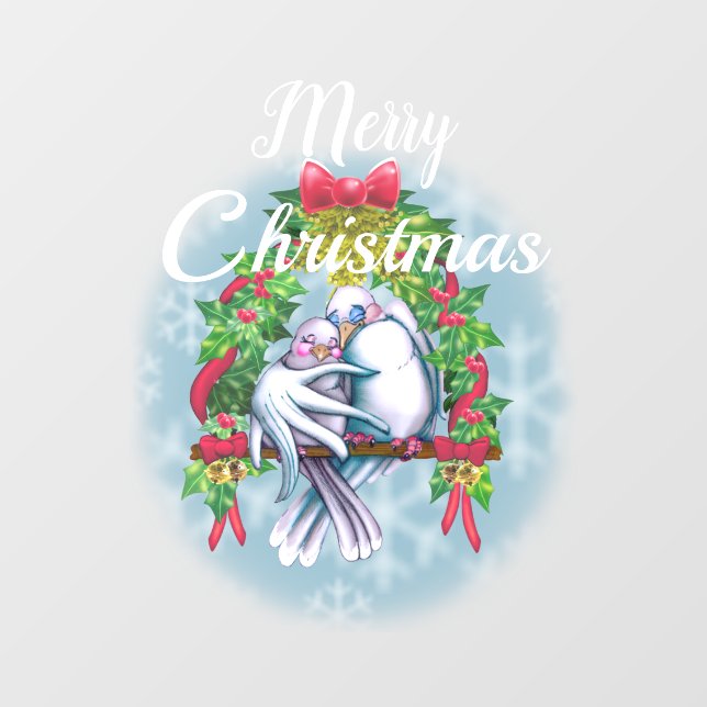 Vinilos Para Cristales Love Doves Merry Christmas Window Cling (Hoja)