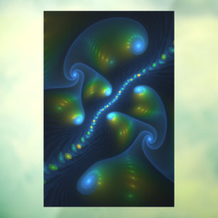 Vinilos Para Cristales Luces de fantasía Resumen Fractal amarillo verde a