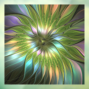 Vinilos Para Cristales Luminoso colorido Fantasía Flor Fractal Art