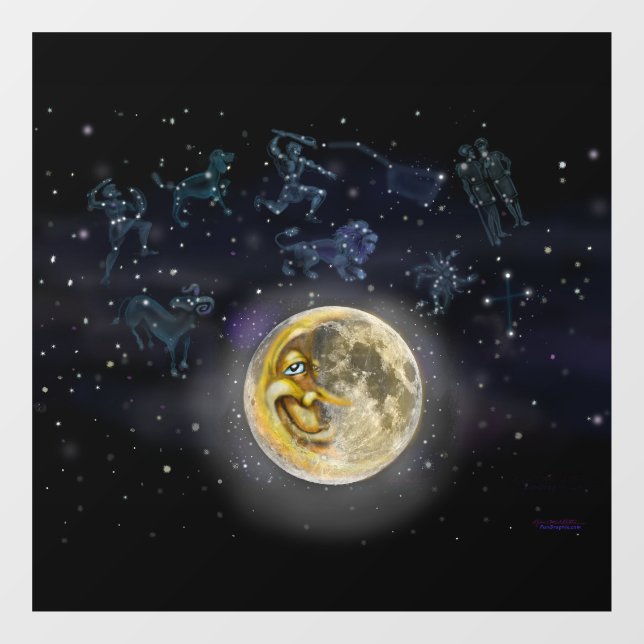 Vinilos Para Cristales Luna y constelaciones (Hoja)