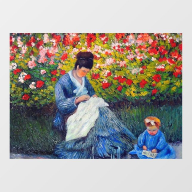 Vinilos Para Cristales Madre y niño monet en el jardín (Hoja)