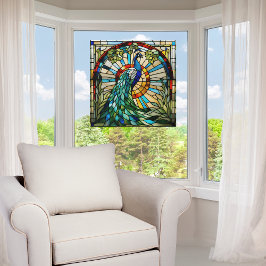 Vinilos Para Cristales Magnífico Peacock Faux Stained Glass