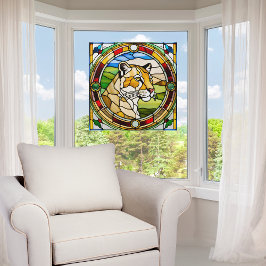 Vinilos Para Cristales Majestic Lioness Faux StainGlass