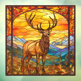 Vinilos Para Cristales Majestic Wilderness Forest Elk Faux Stained Glass