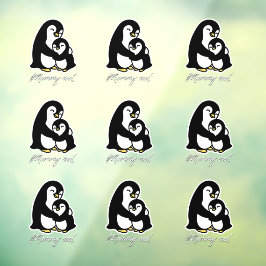 Vinilos Para Cristales Mamá genial - Mamá y bebé pingüino - b
