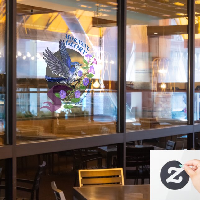 Vinilos Para Cristales Mañana Glory BlueJay Personalizado Window Cling (ventana del restaurante)