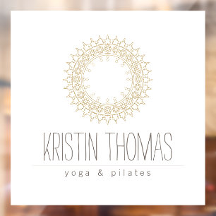 Vinilos Para Cristales Mandalá de sol dorado bohemio Yoga, Boutique, Saló