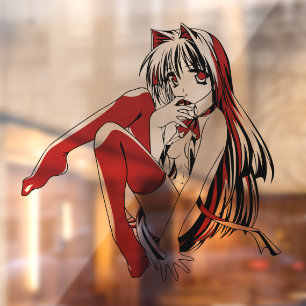 Vinilos Para Cristales Manga de R & B, Anime de Gata Neko Furry Loli