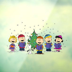 Vinilos Para Cristales Maní Alrededor del árbol de Navidad