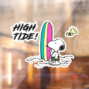 Vinilos Para Cristales Maní Alta marea de Snoopy y Woodstock