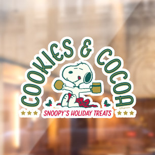 Vinilos Para Cristales Maní Cookies y cacao de Snoopy