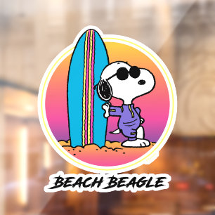 Vinilos Para Cristales Maní   Snoopy Beach Beagle