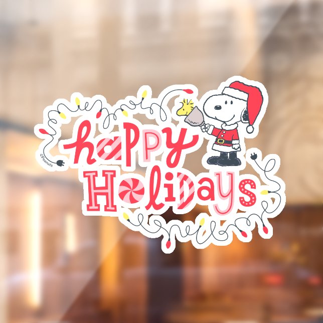 Vinilos Para Cristales Maní | Snoopy & Woodstock Santa Claus (Hoja 2)