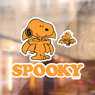 Vinilos Para Cristales Maní Snoopy & Woodstock Spooky