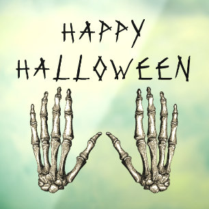 Vinilos Para Cristales Manos de esqueleto Feliz Halloween